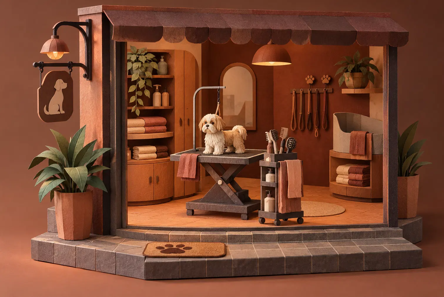 Illustration of pet care businesses and their working space