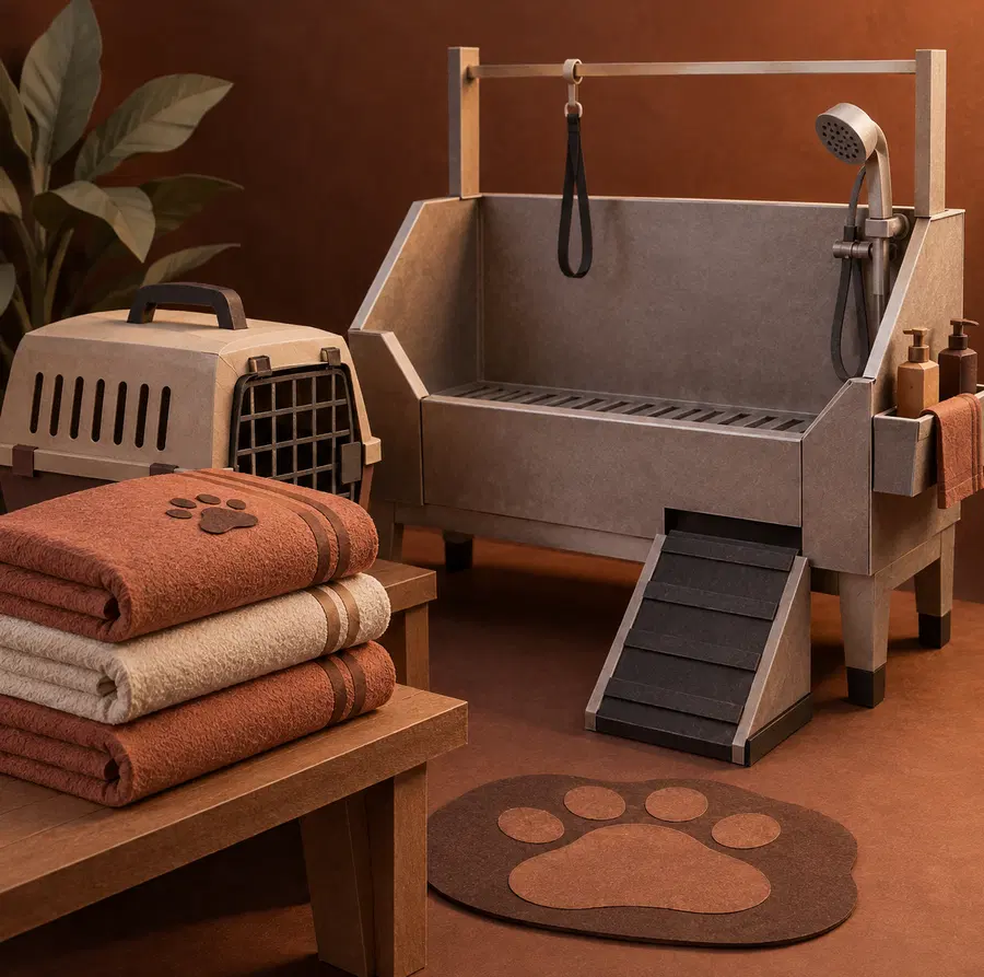 Illustration of pet care businesses equipment and workspace